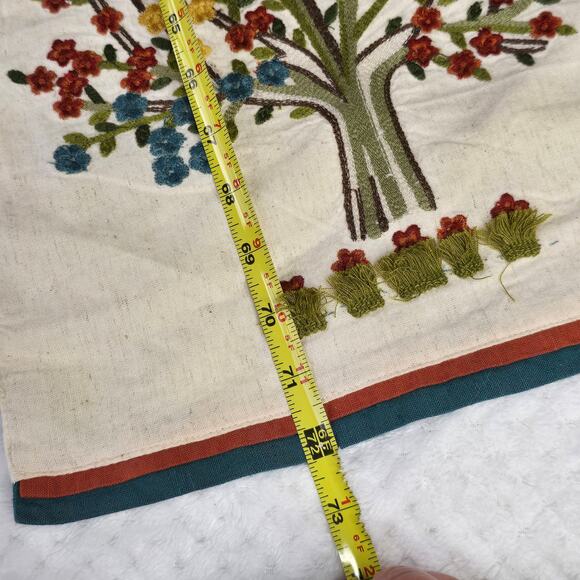 Pier 1 Imports Flower Tree Table Runner Embroidered Vintage 12"x72" - Picture 6 of 7